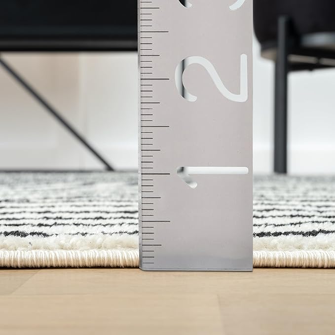 Abani Nuevo Collection Area Rug - Mid-Century Black and White Arch Knot Design - 8' x 10' - for Living Room, Bedroom & Office