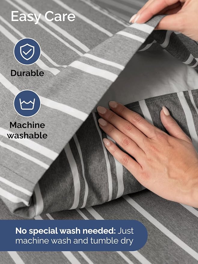 Extra Deep Cal King Sheet Set - 6 Piece Breathable and Cooling Sheets - Hotel Luxury Bedding for Women, Men, Kids & Teens - Easy Secure Fit - Soft & Wrinkle Free - Extra Deep Pockets - Grey Stripes
