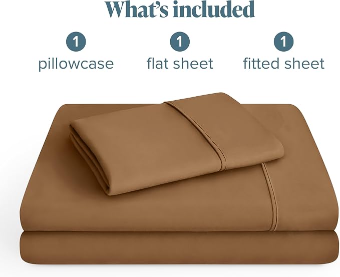 Bare Home Twin XL Sheet Set - 1800 Ultra-Soft Microfiber Twin Extra Long Bed Sheets - Double Brushed - Deep Pockets - Easy Fit - 3 Piece Set - Bedding Sheets & Pillowcases (Twin XL, Caramel)