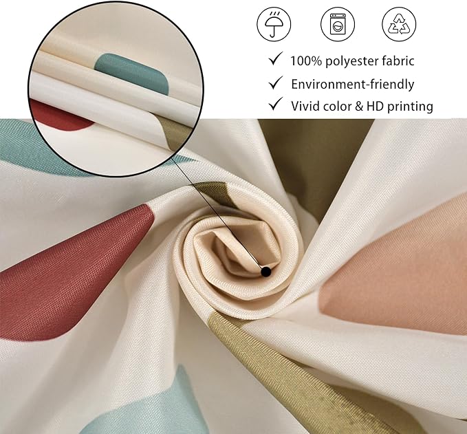 Colorful Floral Shower Curtain, Boho Wildflower Cute Flower Herbs Waterproof Fabric Machine Washable for Bathroom Bathtub Decor with Hooks 72x72