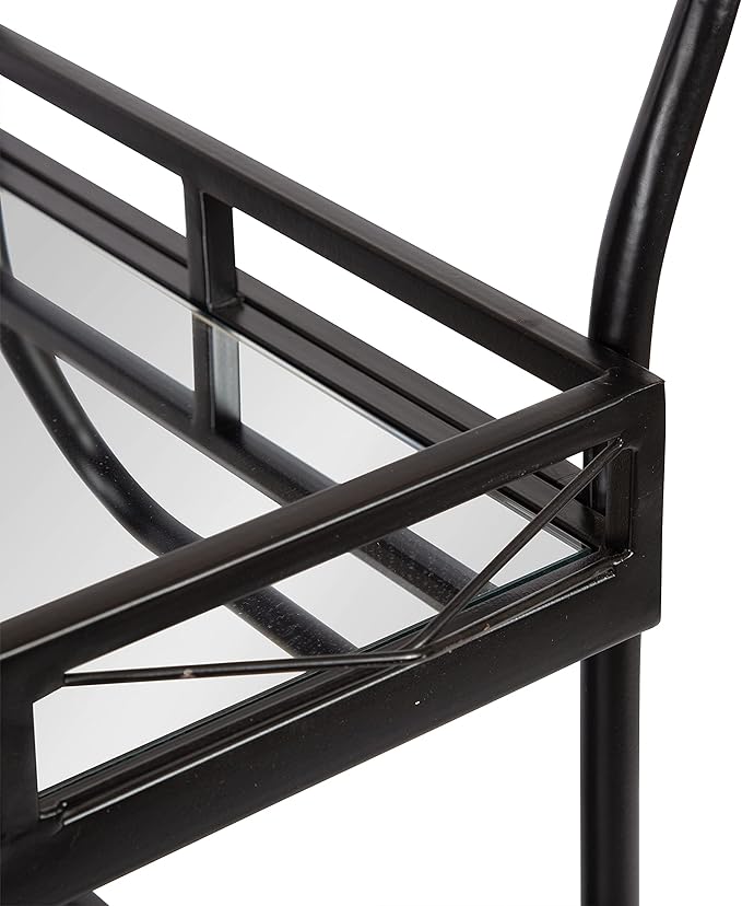 Kate and Laurel Ketia Modern Metal Bar Cart, 23 x 13 x 34, Black, Glamorous Three Tier Bar Cart for Display and Storage