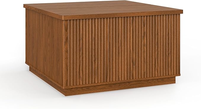 Lift Top Coffee Table with Storage,Fluted Square Center Table with Large Hidden Space,31.5" Coffee Table with Lifting Top,Center Table for Living Room,Brown