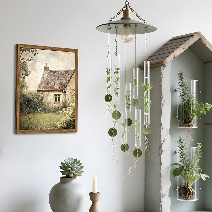 Vintage Farmhouse Wall Art, 3D Textured Nature Landscape Wall Decor Paintings, Hand Drawn Sandstone Farm House Picture Prints Artwork for Bedroom Living Room 24x36 inch Wood Framed