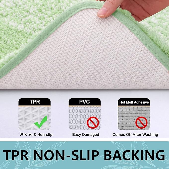 Arotive Microfiber Bathroom Rugs, Shaggy Soft and Absorbent Bath Rug, Non-Slip, Thick Plush Machine Washable Dry Bath Mats for Bathroom, Tub and Shower, 54x24, Sage Green, Rectangular