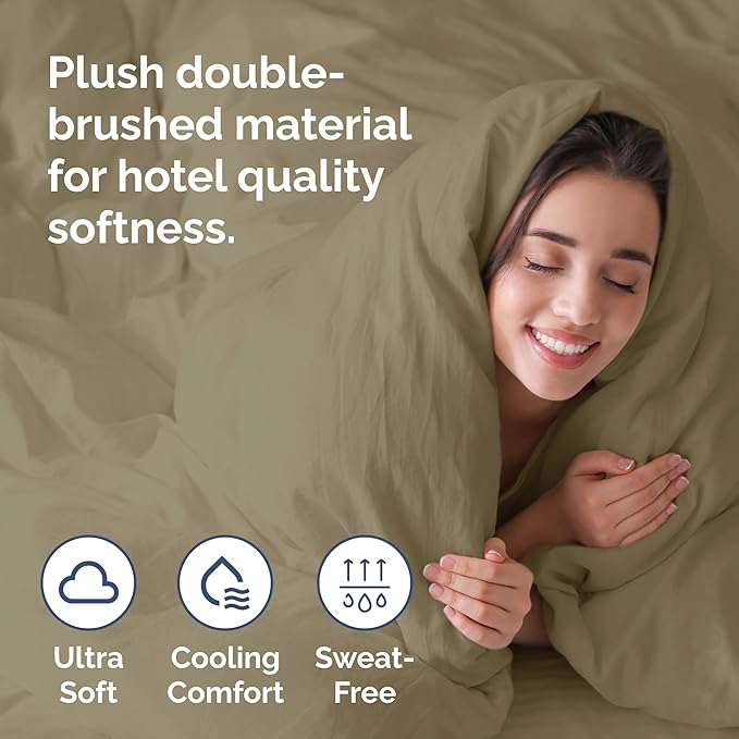 Duvet Cover Twin/Twin XL Size - Extra Soft Twin/Twin XL Size Duvet Cover - Lightweight & Breathable & Fade Free with Zipper Closures and Ties - 68" x 90" Inches - (Khaki) Comforter Not Included