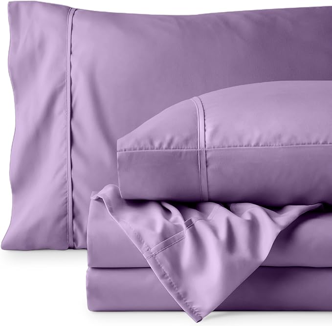 Bare Home Full Sheet Set - 1800 Ultra-Soft Microfiber Full Bed Sheets - Double Brushed - Deep Pockets - Easy Fit - 4 Piece Set - Bedding Sheets & Pillowcases (Full, Lavender)