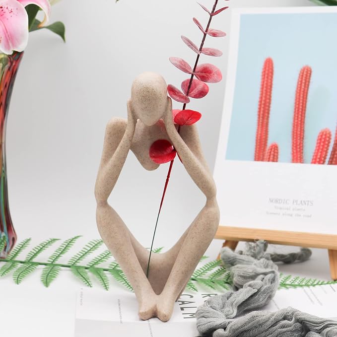 Thinker Statues And Sculptures, Sandstone Resin Thinker Statue Ornaments, Abstract Style Sculptures, Housewarming Gifts, Housewarming Decorations, Living Room Dining Desk Decorations(Middle, Small)