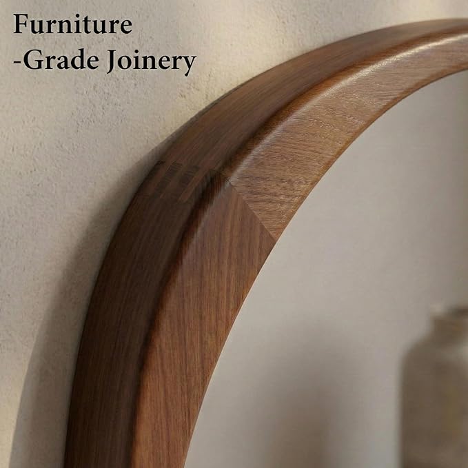 Irregular Asymmetrical Wall Mirror 48"×24" with Solid Wood Frame, Sculptural Mid-Century Modern Decorative Full-Length Wall Mirror for Living Room, Entryway & Bedroom