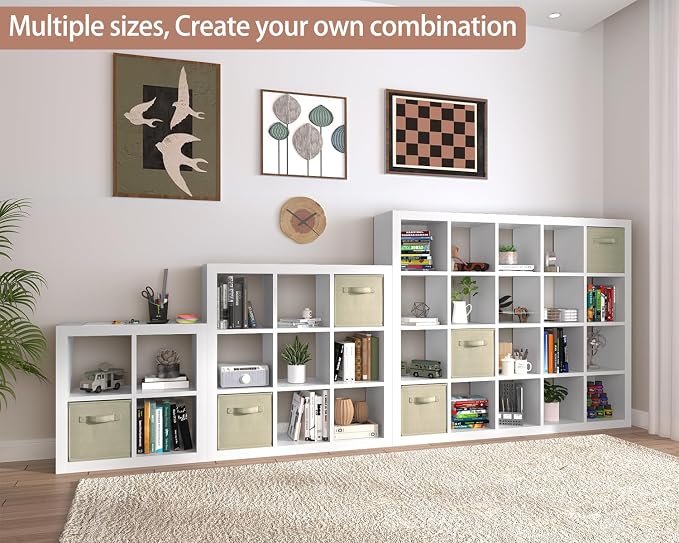 Bookshelf 9-Cube Storage Organizer Sturdy Wooden Bookcase Open Book Shelf, Multifunctional Cubicle Rack for Storages & Display, Furniture for Living Room Bedroom Office, White
