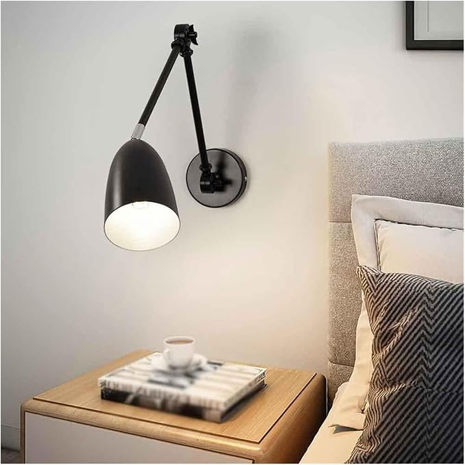 Adjustable Swing Arm Wall Sconce Reading Lamp, Retro Industrial Wall Mounted Lamp,for Living Room