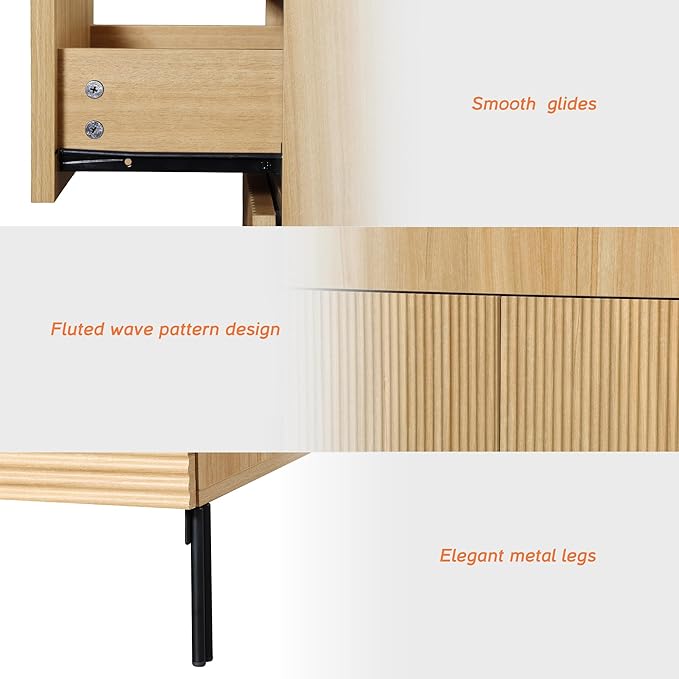 WAMPAT 31.5" Buffet Sideboard Cabinet with Storage, Wood Credenza Console Table with 1 Drawer & 2 Doors, Coffee Bar Cabinet, Wine Bar Storage for Dining Room, Living Room, Oak