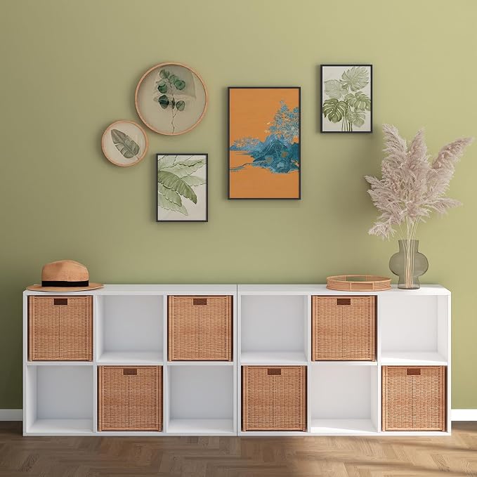 Wooden 6 Cube Storage Organizer with Closed Back Panel,White Cube Shelf Cubby Storage Organizers with Compartments for Living(White, 6 Cube-13in)