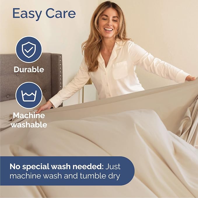 Cal King Size 4 Piece Sheet Set - Comfy Breathable & Cooling Sheets - Hotel Luxury Bed Sheets for Women & Men - Deep Pockets, Easy-Fit, Extra Soft & Wrinkle Free Sheets - Wheat Oeko-Tex Bed Sheet Set