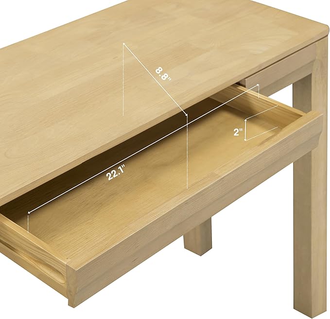 NTC Flow 47-Inch Console Table, Modern Solid Wood Entryway Table with Hidden Drawer, Waterproof & Heat Resistant, Narrow Table for Hallway, Living Room & Foyer, Sand