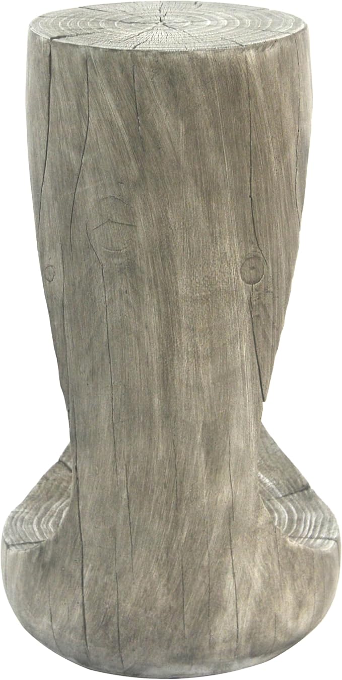 ø11.6'' Side Table End Table for Living Room, Modern Farmhouse Countryside Style, Magnesium Oxide & Lightweight Concrete Material for Indoor & Outdoor, No Assembly, Wood Grain, Gray
