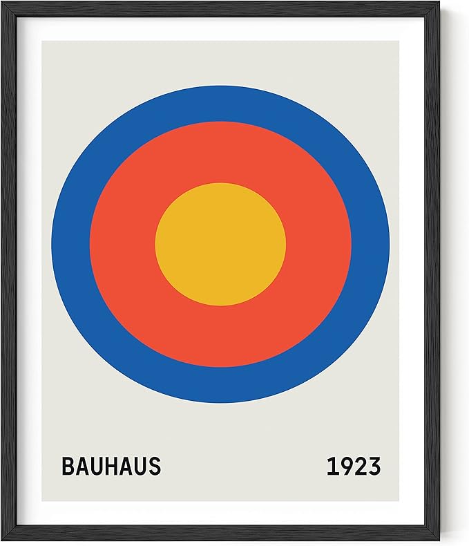 HAUS AND HUES Bauhaus Geometric Art Print – Colorful Abstract Poster, Modern Vintage Decor for Living Room (Black Frame, 16x20)