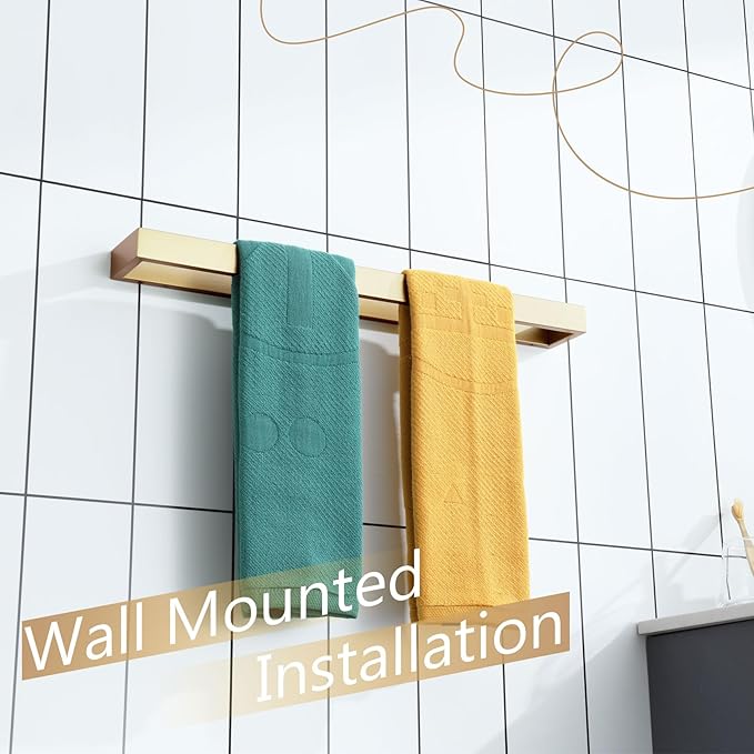 KOKOSIRI Towel Bar Brushed Gold Bath Towel Holder 20 Inch Kitchen Towel Hanger Rack Stainless Steel Bathroom Hardware Wall Mounted, 1 Pack B4008BG-L20