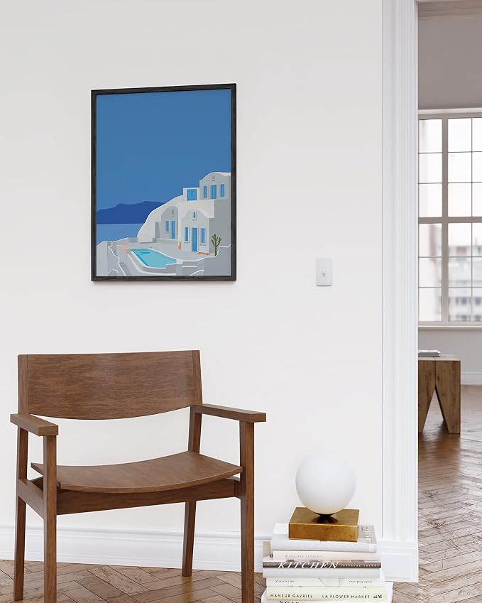 HAUS AND HUES Vintage Travel Posters - Greece Art Prints for Wall Decor, Blue Posters of Travel Themed Photo, Beachy Aesthetic Wall Art Prints, Greece Photo, Mykonos Artwork (16x20, Unframed)