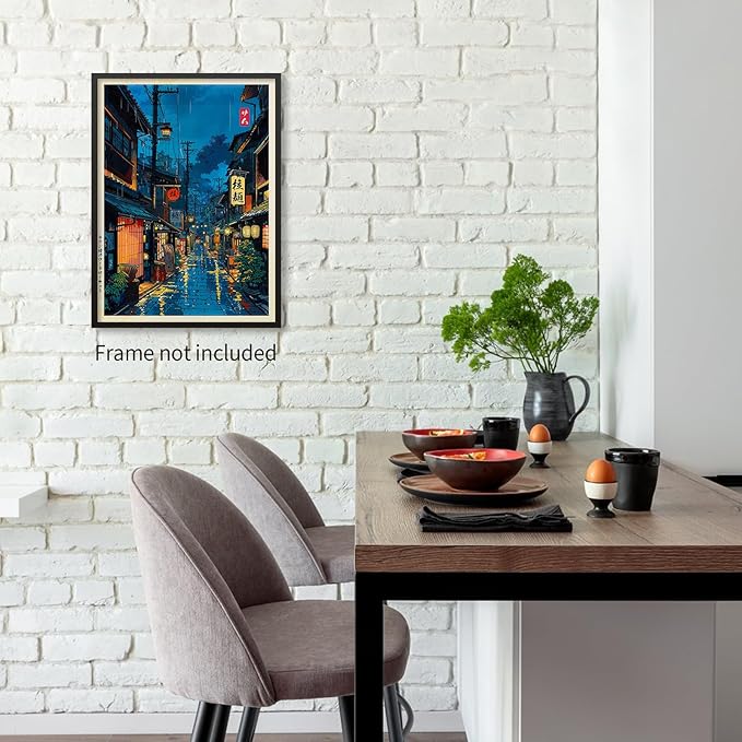 Podafu Japanese Tokyo Tea House Canvas Wall Art - 10L" x 8W" - Unframed - Traditional Japanese Art - Nature - Bedroom, Living Room, Kitchen, Office
