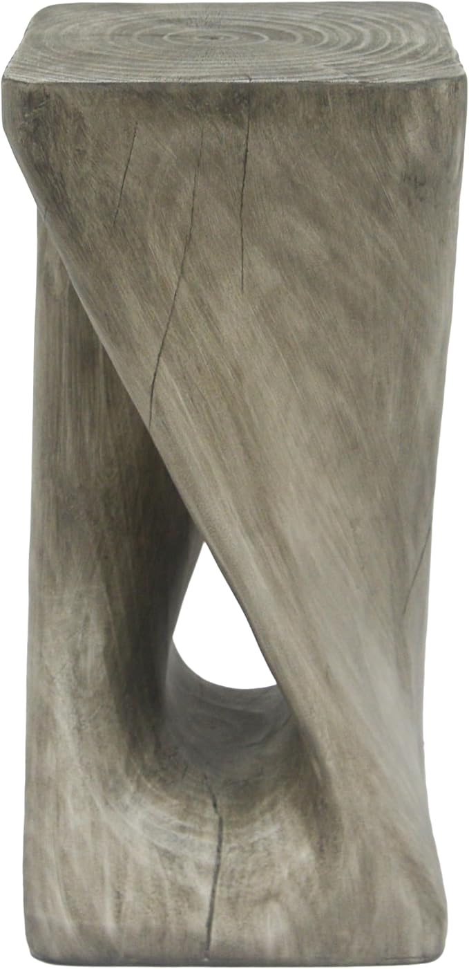 ø12.5'' Square Side Table End Table for Living Room, Modern Farmhouse Style, Magnesium Oxide & Lightweight Concrete Material for Indoor & Outdoor, No Assembly, Wood Grain, Gray