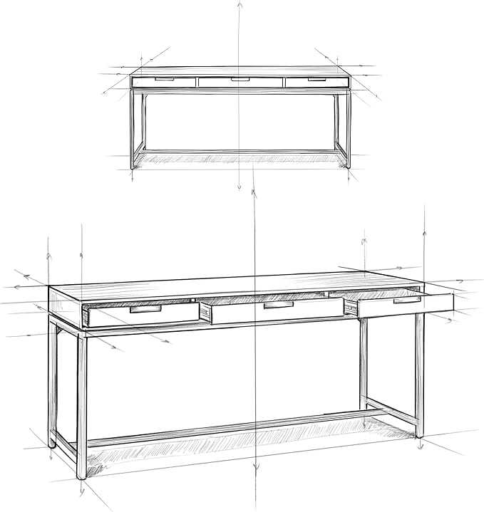 SIMPLIHOME Banting Desk - 72 Inch Wide Solid Oak Veneer and Metal Writing Desk in Oak, Modern Industrial Home Office Computer Table for Study with 2 Drawers and Flip-Down Keyboard Tray