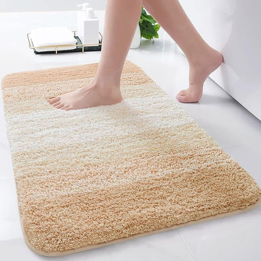 Arotive Microfiber Bathroom Rugs, Shaggy Soft and Absorbent Bath Rug, Non-Slip, Thick Plush Machine Washable Dry Bath Mats for Bathroom, Tub and Shower, 30x17, Beige, Rectangular