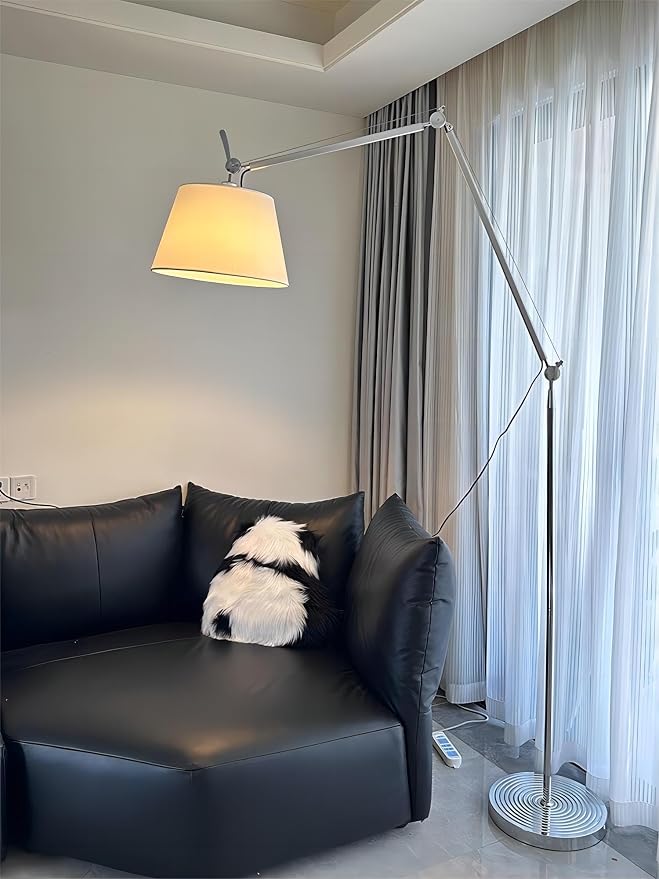 LIGHTLAND Modern Nordic Medieval ins Wind Cloth Cover Floor lamp Living Room Bedroom Study Table Double Rocker arm Adjustable Fishing Light - Large