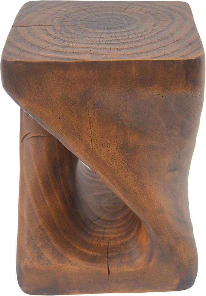 ø11.75'' Small Side Table End Table for Living Room, Modern Retro Farmhouse Countryside Style, Magnesium Oxide Material for Indoor & Outdoor, No Assembly, Wood Grain, Antique Brown