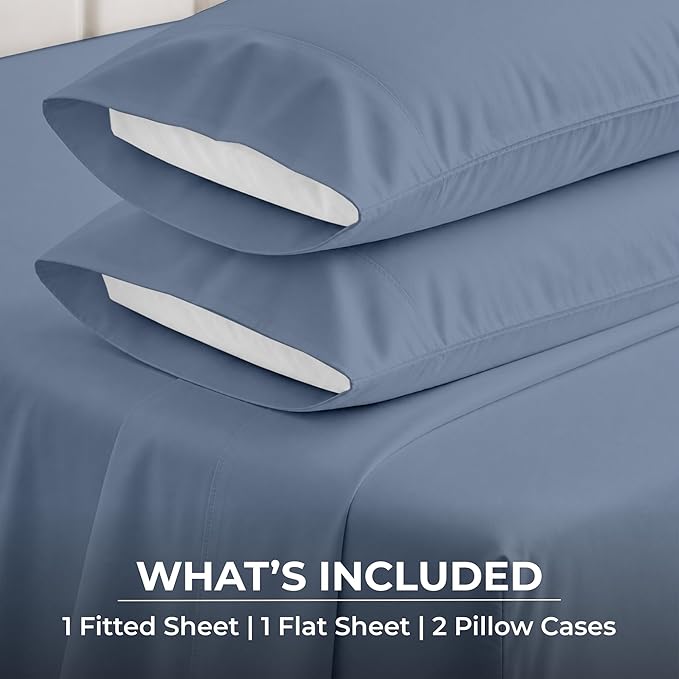 SGI bedding 100% Egyptian Cotton Sheets King Size – 600 Thread Count Sheets Set, Soft, Cooling, 15" Deep Pocket, Luxury Hotel Bedding, Breathable, Durable - Mediterranean Blue