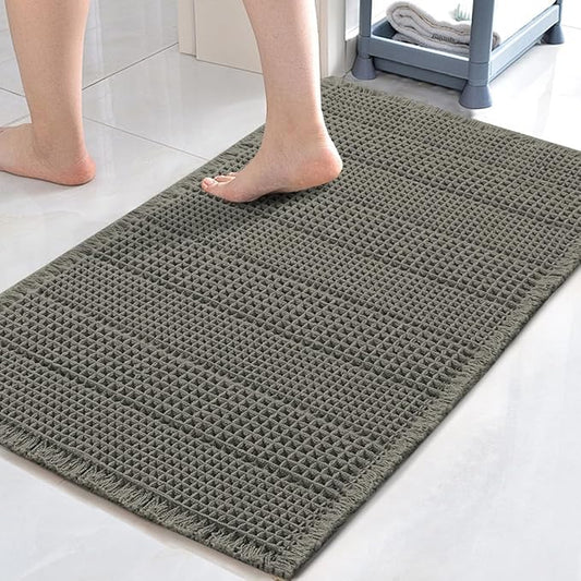 H.VERSAILTEX Upgraded Waffle Bath Mat Super Absorbent Non Slip Bath Rugs for Beside Tub, 24" x 36", Smokey Olive