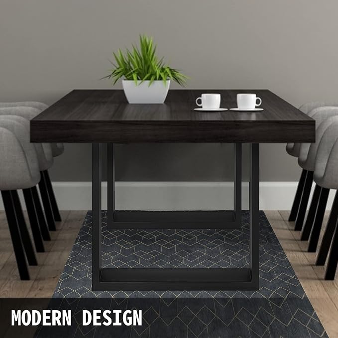 VEVOR Set of 2 Steel Table Legs, 28 Height 24 Wide Dining Table Legs,Heavy Duty 3.1" Width Box Section Square Table Legs,28x24x3.1 Inch Black Color Industrial Country Style Metal Dining Legs