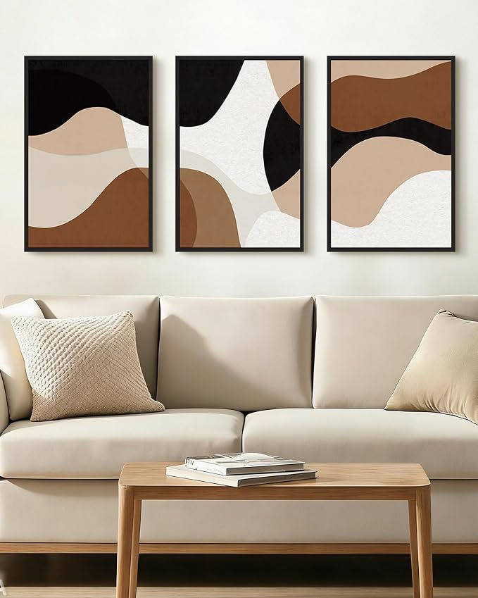 Drsoum Large 16x24in Black Abstract Framed Wall Art Decor Minimalist Geometry Prints Shapes Illustrations Modern Art Decorative Ready to Hang - Black Framed