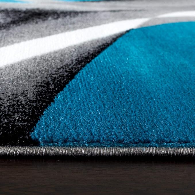 2305 Geometric Abstract Turquoise 9x12 Area Rugs for Living Room