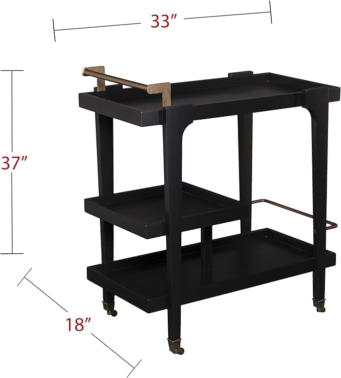 Holly & Martin Zhori Midcentury Modern Bar Cart, Black