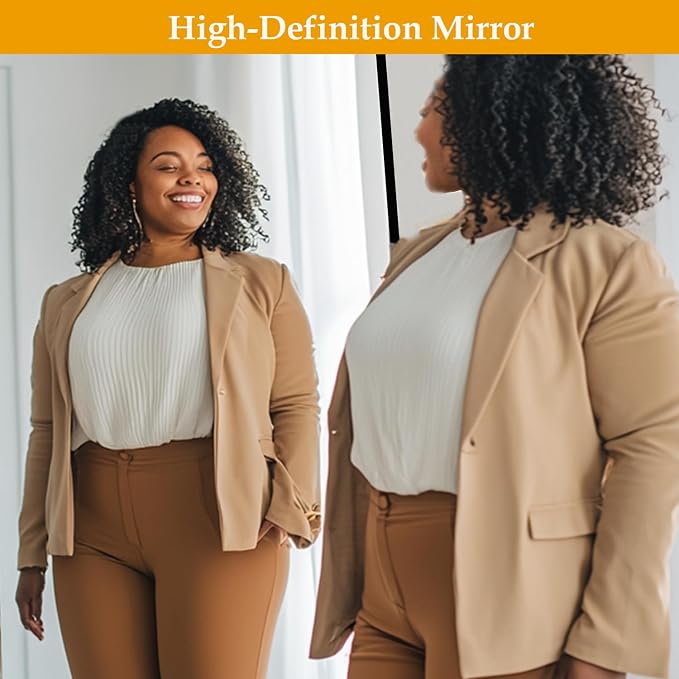 Dewfig Arched Full Length Mirror, 64"x21" Large Floor Mirrors with Stand, Full Body Mirror for Leaning Hanging, Standing Mirrors for Bedroom, Living Room,Dressing Room, Aluminum Alloy Frame, Black