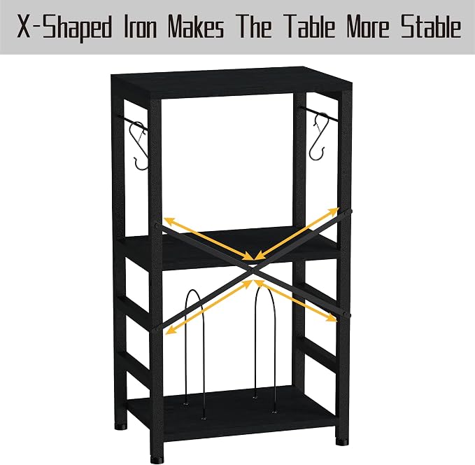 YAKANJ End Table with LED Light,Record Player Stand with Albums Storage,Vinyl Records Storage,Turntable Stand Side Table for Music Room Studio Living Room Bedroom-Modern Black