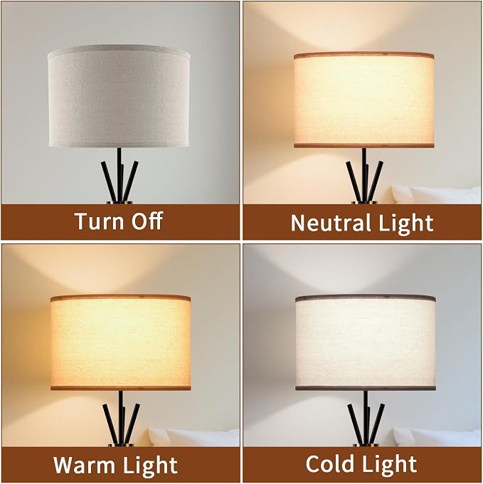 Tripod Lamps for Living Room, Mid Century Floor Lamp with Beige Drum Shade, Standing Lamps for Living Room, Bedroom, Office(Bulb Not Included)