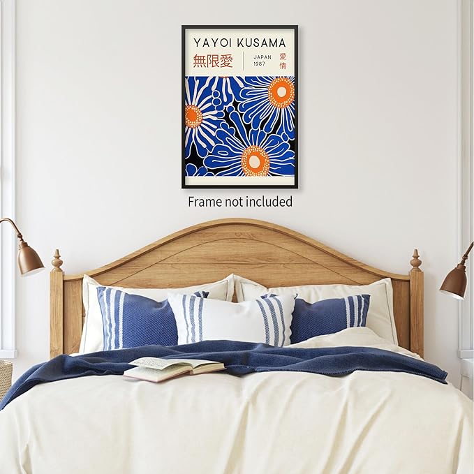 Yayoi Kusama Print Vintage Japanese Wall Art Abstract Yayoi Kusama Poster Minimalist Painting Art Exhibition Suitable for Japanese Bedroom,Living Room Office Decor 11x14in Unframed