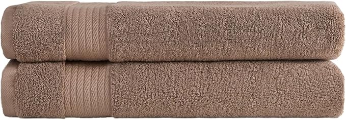 Ozdilek 2-Piece Bath Towels, 30x60 550GSM– 30x60 Inches, 100% Turkish Cotton, Luxury Quick Dry, Extra Large, Fade-Resistant, Eco-Friendly, Spa Towel, Cotton Towel (Light Brown)