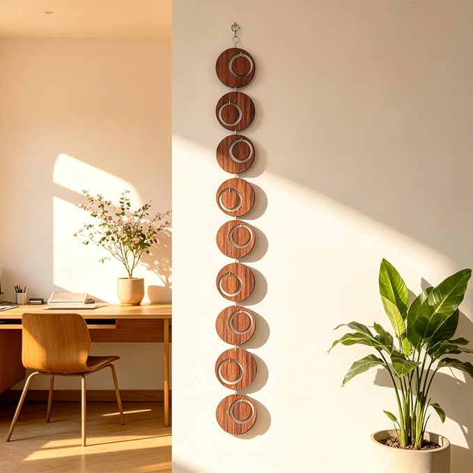 18PCS Retro Mid Century Modern Wall Art MCM Decor for Living Room Bedroom Kitchen Study, Walnut Wood Texture 16.5"x51.3"