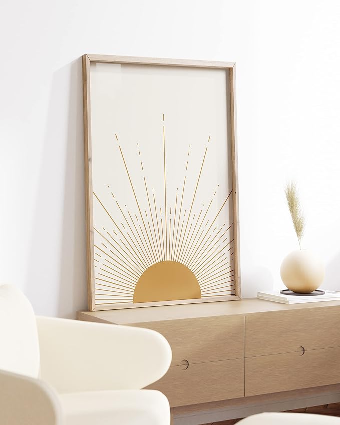 HAUS AND HUES Minimalist Art Poster - Modern Mid Century Wall Art, Boho Abstract Zen Art for Bedroom, Living Room, Office, Neutral Wall Decor, Unframed 24x36