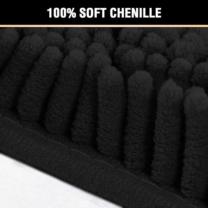H.VERSAILTEX Bath Mat, 20" x 32" Plus 17" x 24", Black