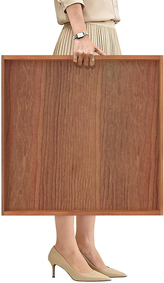 MAONAME Large Cherry Wood Serving Tray with Handles, 24 inches Square Ottoman Tray, Wooden Serving Board for Party Breakfast Dinner, Classic Charcuterie Board for Meat, Cheese & Appetizers