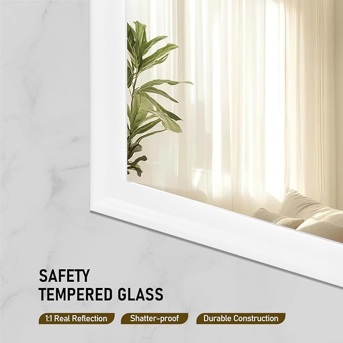 CULER White Wall Mirror for Bathroom,Rectangle 55 x 30 inch Hanging Vanity Dressing Mirrors for Living Room,Bedroom,Entryway