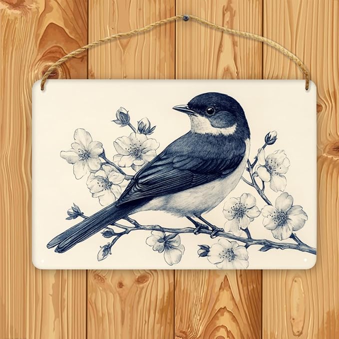Realistic Bird Wooden Sign 12x8 Inch - Traditional Inspired Decor for Bird Enthusiasts & Art Fans, Ideal for Classic Homes & Art-Eccentric Areas