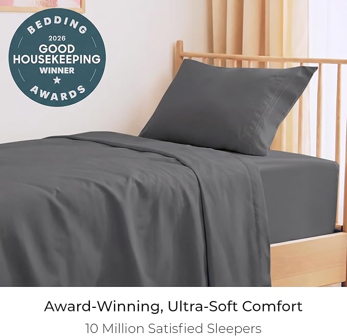 Mellanni Twin Sheets Set - 3 PC Iconic Collection Bedding - Hotel Luxury, Extra Soft, Cooling Bed Sheets - Wrinkle, Fade, Stain Resistant (Twin, Gray)