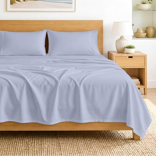 SGI bedding 100% Egyptian Cotton Sheets RV King Size – 600 Thread Count Sheets Set, Soft, Cooling, 15" Deep Pocket, Luxury Hotel Bedding, Breathable, Durable - Cornflower Blue