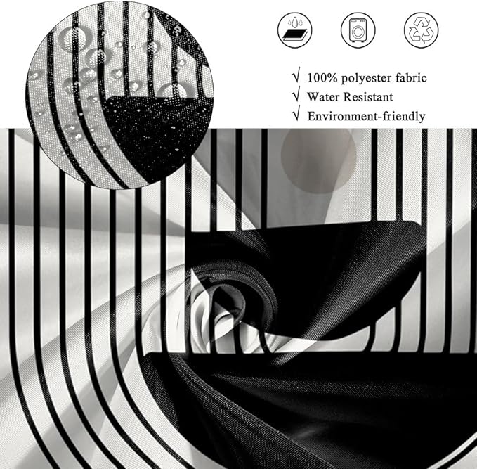 Black White Boho Shower Curtain for Bathroom Modern Abstract Minimalist Neutral Bathroom Decor Mid Century Arch Moon Geometric Bath Curtain Washable Waterproof Polyester Fabric with Hooks 48x72 Inch