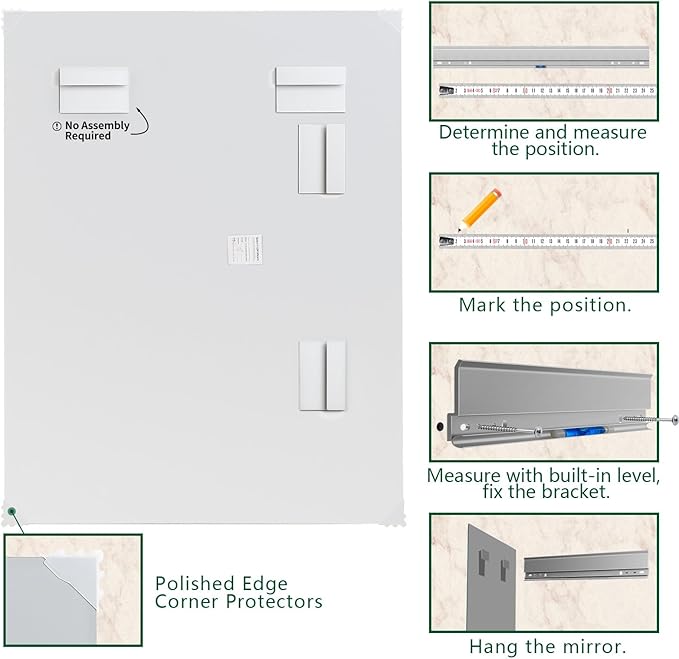 Mirrorons Frameless Wall Mirror 18" x 24", Modern Rectangle Bathroom Mirrors for Wall with Polished Edge, Horizontally or Vertically. Upgraded Shatterproof Mirror, Entryways, Bathroom, Gym.