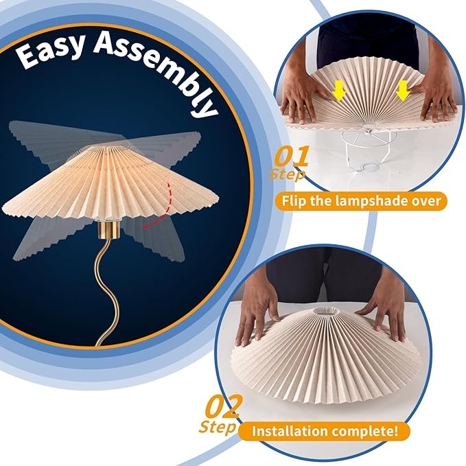 Ziqqeelam Gold Pleated Small Table Lamp, Brass Modern Bedside Table Lamp for Bedroom, Mini Pleated Lamp Shape, MCM Table Lamp Bedroom Bow Lamps for Nightstand